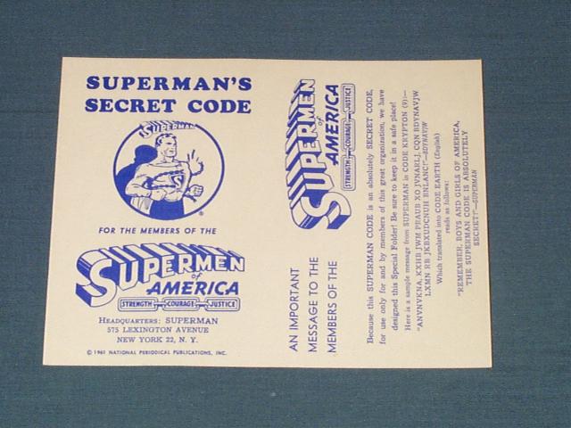 Superman Secret Code Card