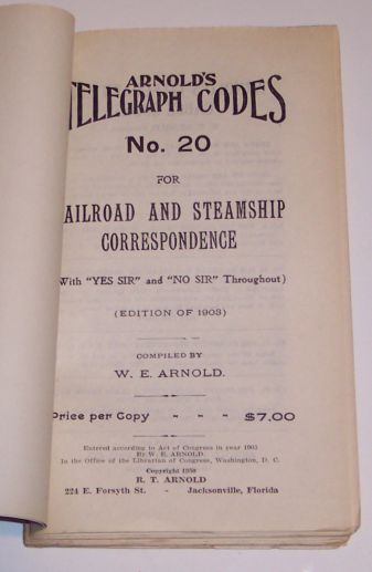 Arnold's Telegraph Codes No. 20
